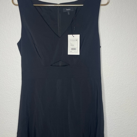Theory dress midi black cut out NWT sz 8 Crisp Poly - Picture 3 of 9